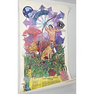 Vtg 1977 Sagittarius Zodiac‎ Poster Astrology Art Print 70s Retro RARE HTF